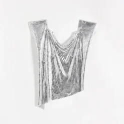 Women Irregular Sequin Vest Metal Chain Backless Top -Women Fashion Shop cdcc80f58ce52790