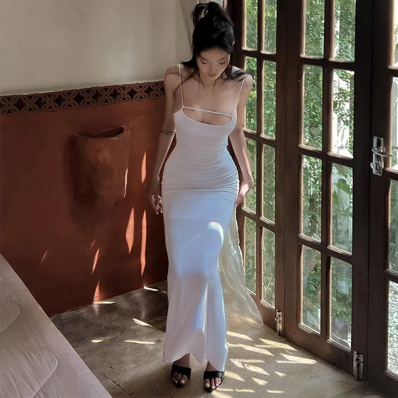 Women's Summer Sexy Off Shoulder Low Cut Low Back Lace-Up Mermaid Slip Dress 16 Women's Summer Sexy Off Shoulder Low Cut Low Back Lace-Up Mermaid Slip Dress - Image 14