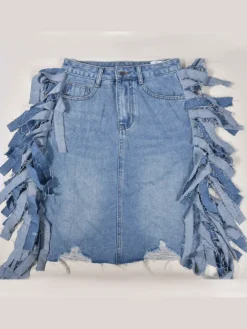 Fashion Ripped Tassel Wash Denim Sexy Bodycon Skirt Women -Women Fashion Shop ceb7b9bf72d02729