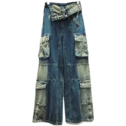 Spring Trendy High Waist Style Pocket Cargo Denim Straight Pants Women's Loose Slim Fit Wide Leg Trousers 19 Spring Trendy High Waist Style Pocket Cargo Denim Straight Pants Women's Loose Slim Fit Wide Leg Trousers -Women Fashion Shop cfdbe2c4f4c4b717