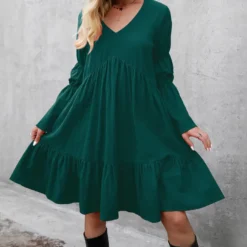 Women Fall Boho Loose Ruffle Long Sleeve Dress -Women Fashion Shop d0833d0ca713a28f