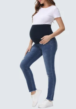Women's Tight Fitting Maternity Denim Pants -Women Fashion Shop d0cab1559720df49