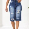 Summer Ripped Denim Pants Women's Three-Point Straight Leg Loose Trendy Midi Jeans 1 Summer Ripped Denim Pants Women's Three-Point Straight Leg Loose Trendy Midi Jeans -Women Fashion Shop d0ccab65bfc391a4