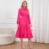 Elegant Slim Chic Tie Collar A-Line Casual Dress -Women Fashion Shop d1e4fb6c321758ca