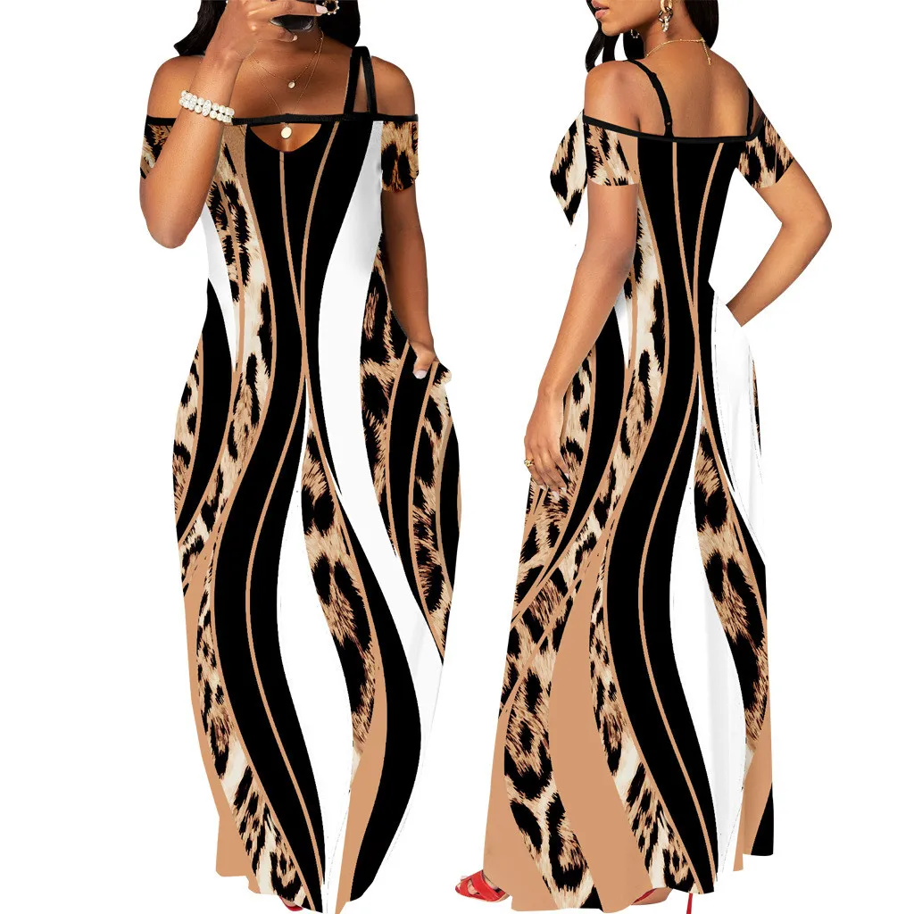 Sexy Fashion Digital Print Off Shoulder Strapless Maxi Dress