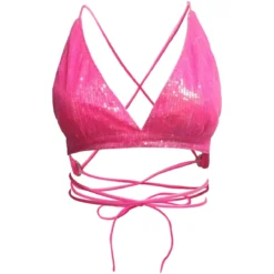 Women Summer Sexy Hot Backless Lace-Up Sequin Bikini Top -Women Fashion Shop d303e9e81de6755f