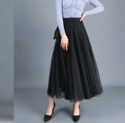 Spring Swing Puffy High Waist Slim Mesh A-line Long Skirt -Women Fashion Shop d36d3250f3199702