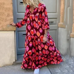 Plus Size Loose Fashion Print Plus Size Women's Autumn And Winter Dress -Women Fashion Shop d3b02ef6e4332220