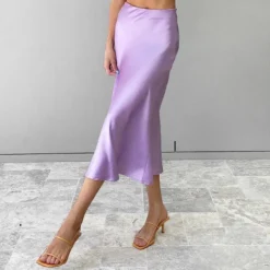 Spring Summer Satin Purple Maxi High Waist Bodycon Long Skirt -Women Fashion Shop d433262fb7993cc5