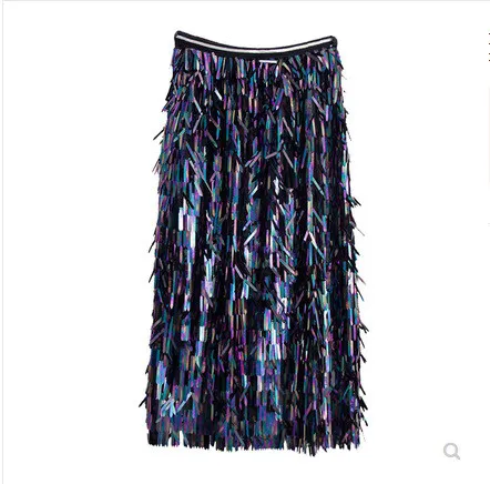 Women Fringed Sequin High Waist Bodycon Skirt 9 Women Fringed Sequin High Waist Bodycon Skirt - Image 7
