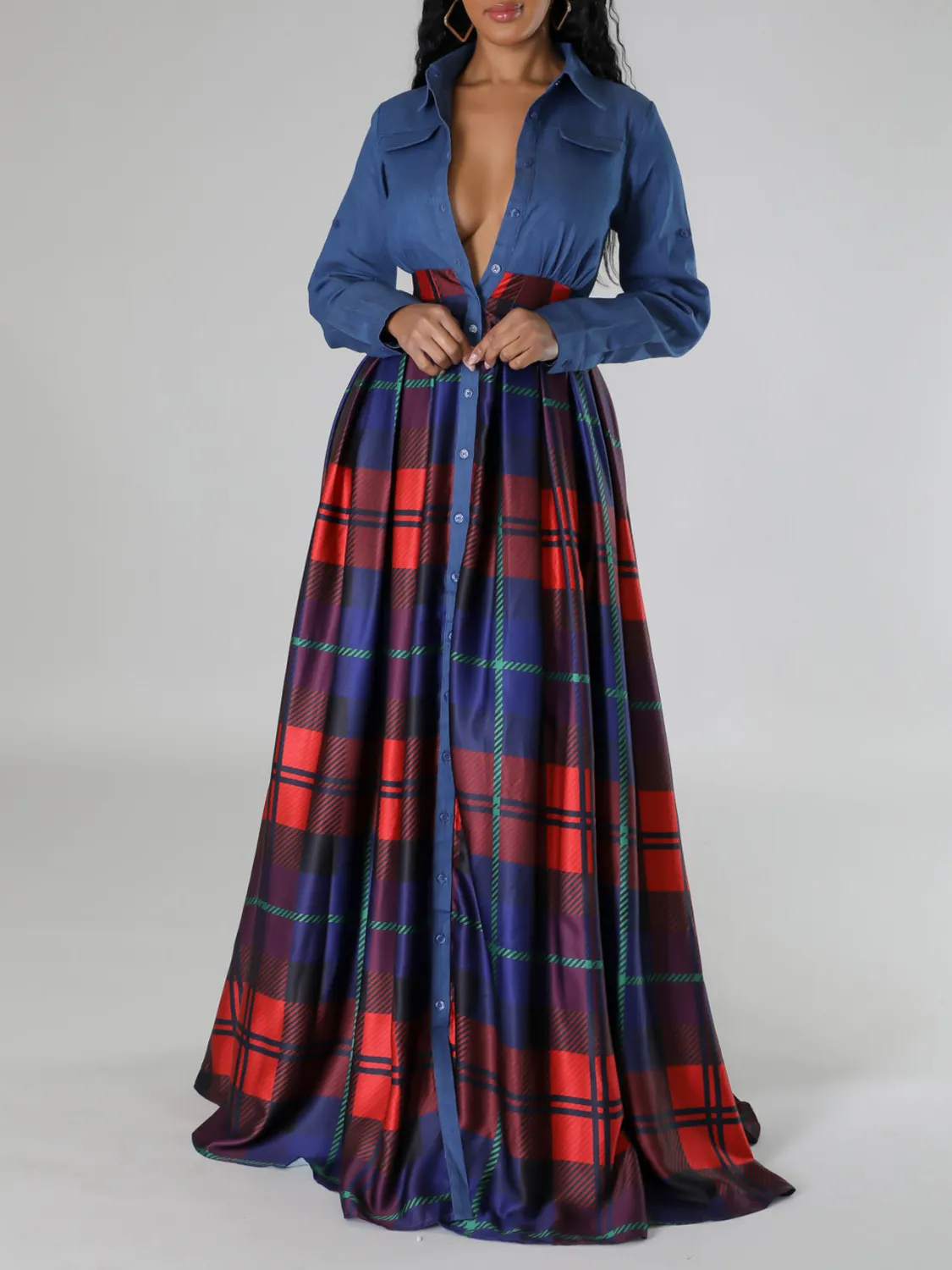 Women Casual Printed Turndown Collar Shirt Dress 10 Women Casual Printed Turndown Collar Shirt Dress - Image 8