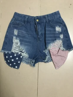Women American Flag Ripped Tassel Denim Shorts -Women Fashion Shop d569a49545d4fa87