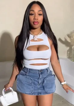 Women Spring/Summer Pocket Stretch Denim Skirts -Women Fashion Shop d56f94a1cf6dd545