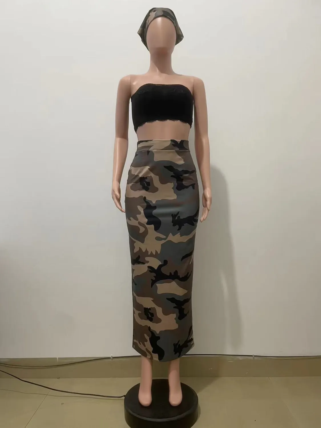 Women Camouflage Slit Skirt 3 Women Camouflage Slit Skirt