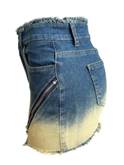 Women's Distressed Sexy Zipper Stretch Denim Skirt -Women Fashion Shop d7b465e950e9acbd
