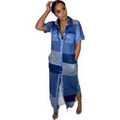 Women's Contrast Plaid Slit Button-Down Turndown Collar Shirt Dress 12 Women's Contrast Plaid Slit Button-Down Turndown Collar Shirt Dress -Women Fashion Shop d808b329381ec529