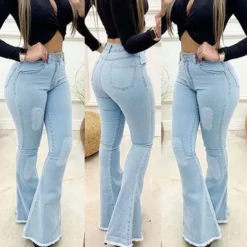 Women Sexy Slim High Waisted Bell Bottom Denim Pants -Women Fashion Shop d86ea5dceebb5c2e