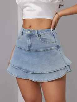 Women's Puff Skirt Fashion Stretch Washed Denim Skirt -Women Fashion Shop d8a82f5c2cd249ea