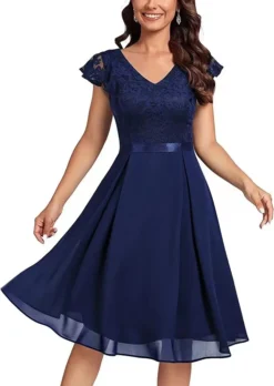 Women Lace Cutout Chiffon Dress -Women Fashion Shop d8e4009c860455df