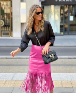 Street Trend Fall/Winter Tassel Patchwork Leather Skirt -Women Fashion Shop d9735add64fb46b9