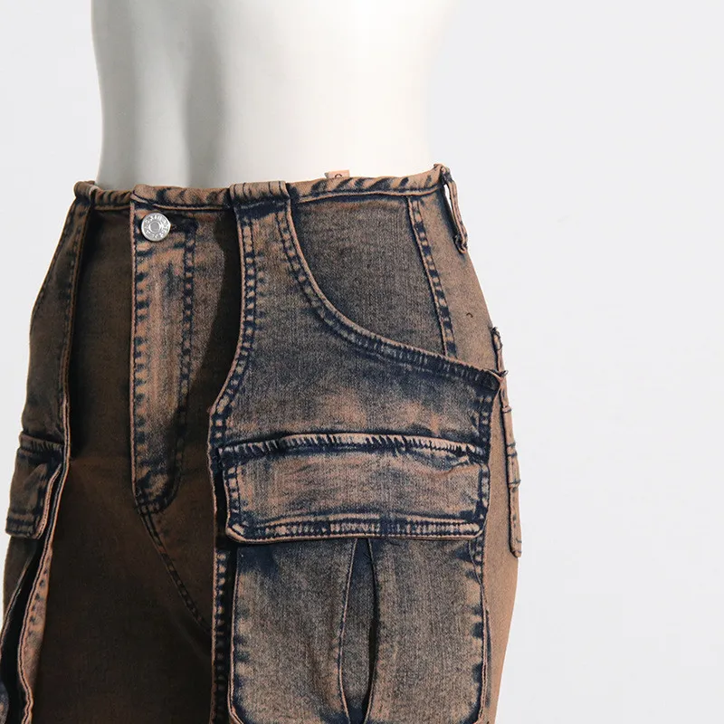 Stylish Casual Patchwork Multi-Pocket Denim Pants 18 Stylish Casual Patchwork Multi-Pocket Denim Pants - Image 16