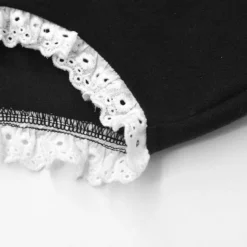 Chic Slim Contrast Color Ruffle Edge Long Sleeve A-Line Black Dress -Women Fashion Shop d9fd0905bb0ce198