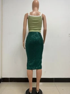 Women Slit Bodycon Sequined Skirt -Women Fashion Shop dac7afc50f51bfa4