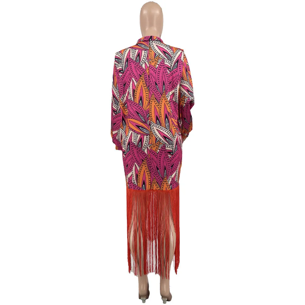 Women's Casual Print Fringed Maxi Dress 14 Women's Casual Print Fringed Maxi Dress - Image 12