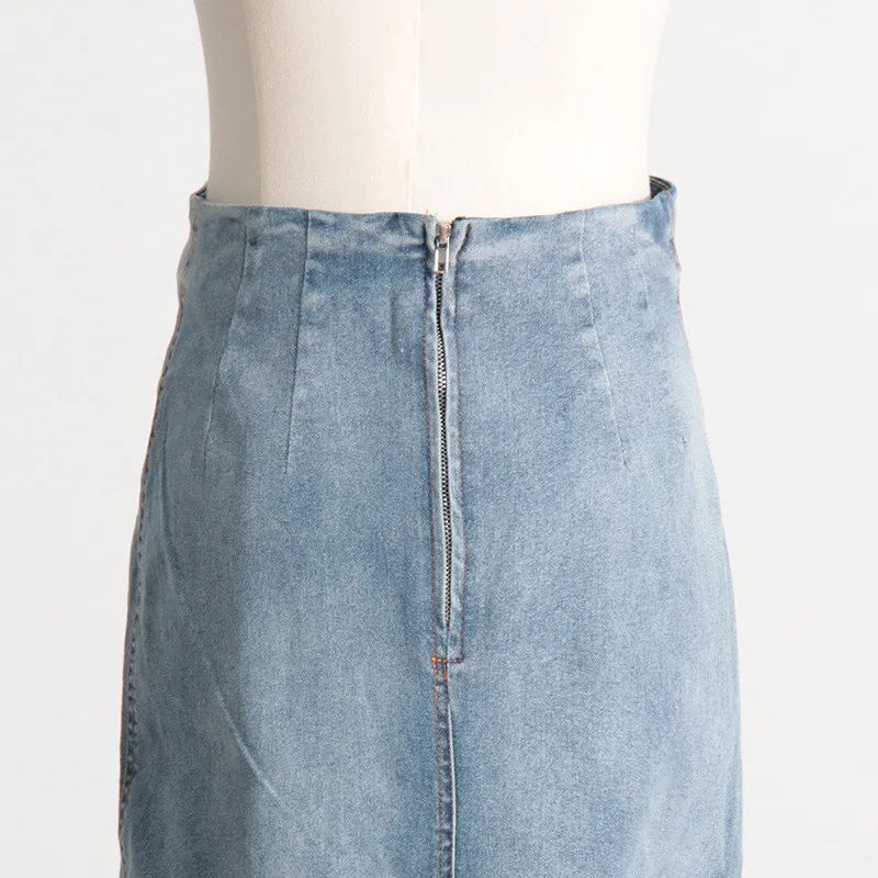 Women Blue Gradient High Waisted Bodycon Slit Skirt 11 Women Blue Gradient High Waisted Bodycon Slit Skirt - Image 9