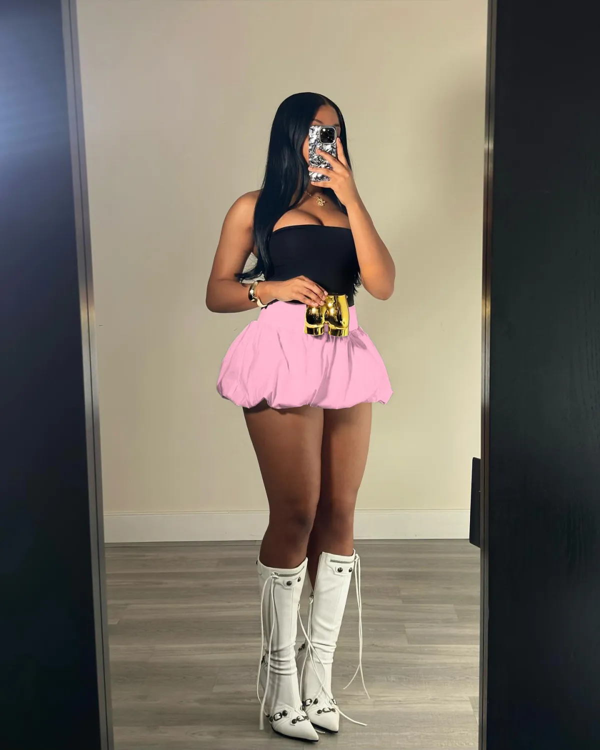 Women Solid Stretch Pleated Skirt Bubble Skirt 12 Women Solid Stretch Pleated Skirt Bubble Skirt - Image 10