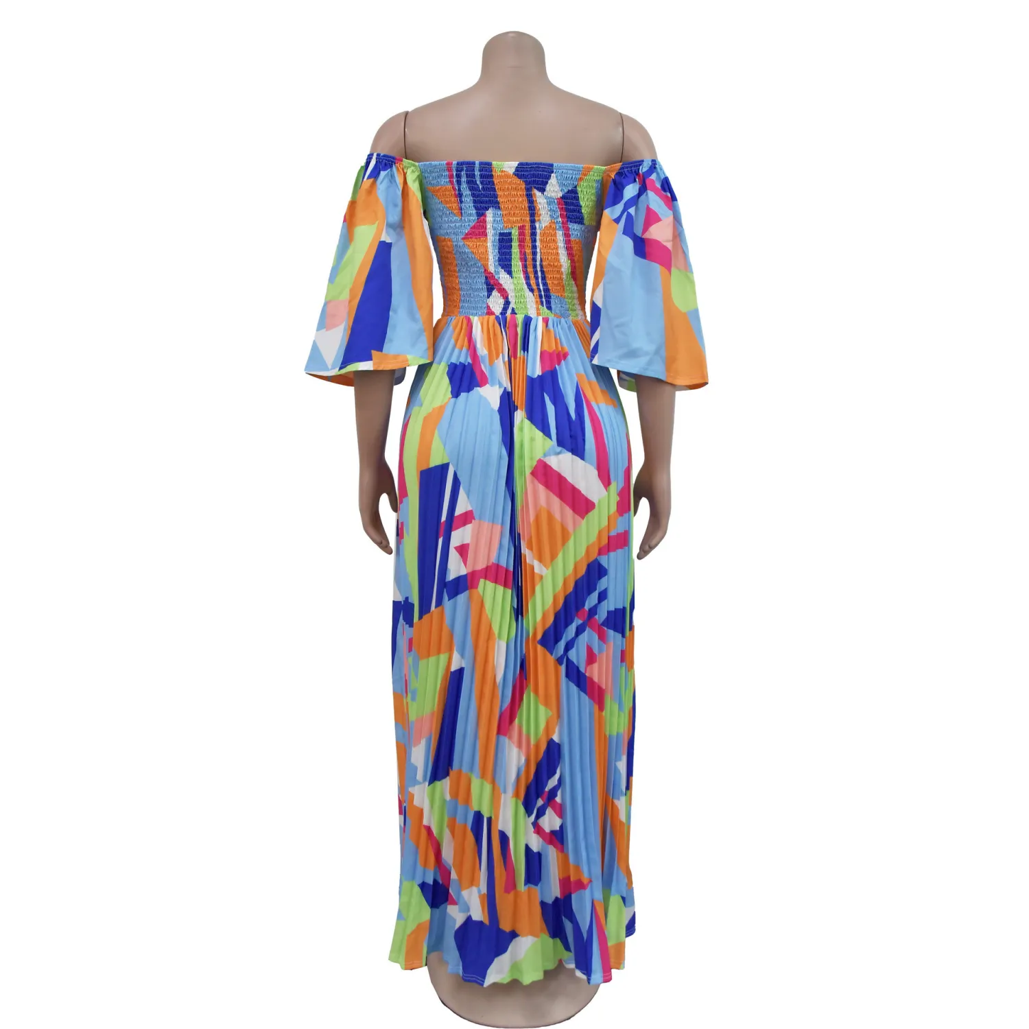 Women Sexy Printed Backless Pleated Maxi Dress 21 Women Sexy Printed Backless Pleated Maxi Dress - Image 19