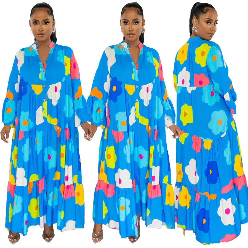 Women Floral Print Loose Long Dress 6 Women Floral Print Loose Long Dress - Image 4