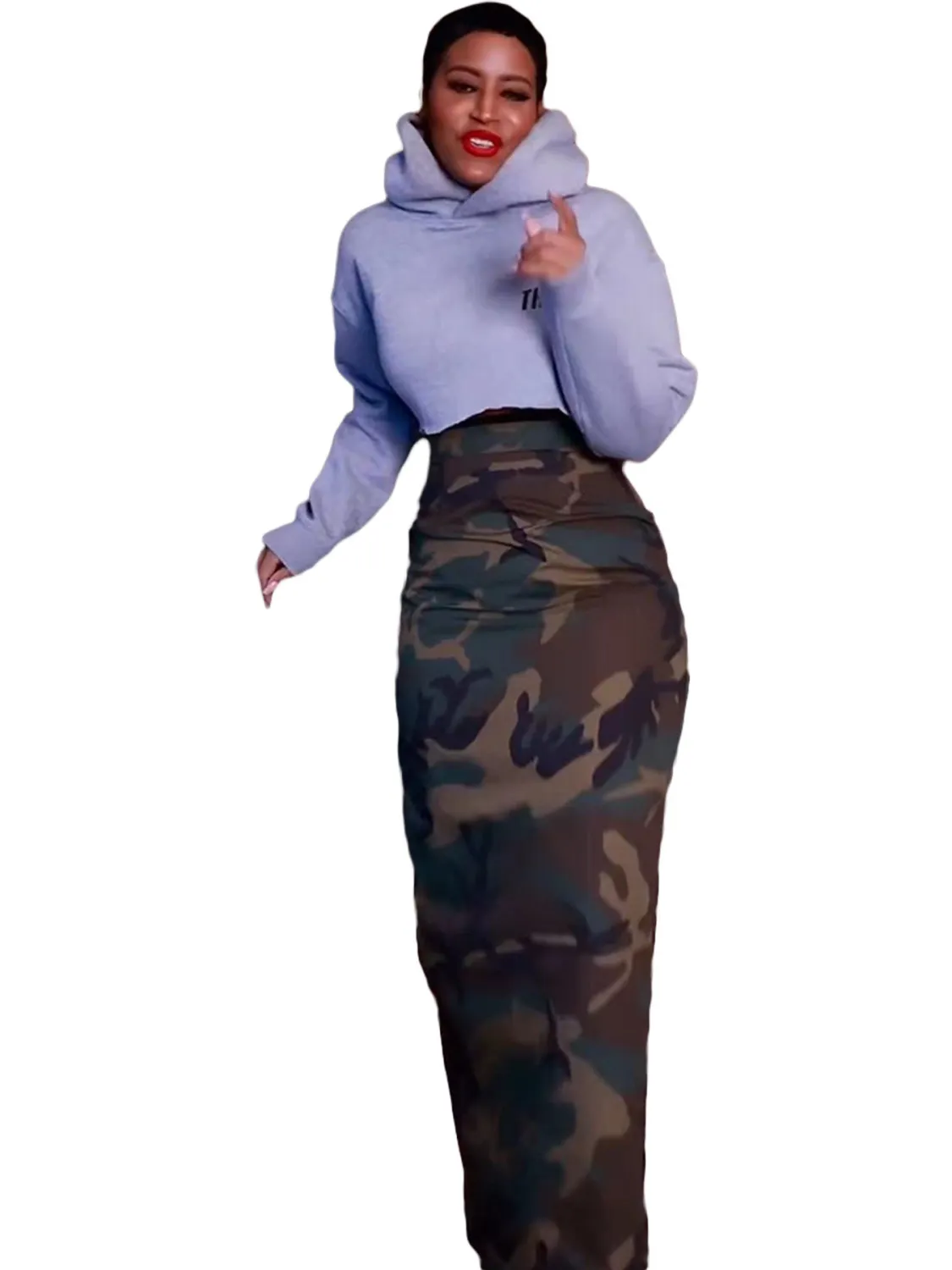 Women Camouflage Slit Skirt 4 Women Camouflage Slit Skirt - Image 2