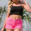 Summer Casual Washed Distressed Solid Color High Waist Denim Shorts 1 Summer Casual Washed Distressed Solid Color High Waist Denim Shorts -Women Fashion Shop df844b429546f188