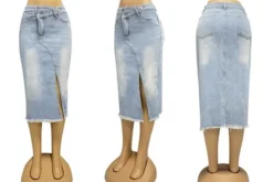 Autumn Women's Fashion Slit Patchwork Retro Denim Skirt -Women Fashion Shop dfbe56ea7fe808ec