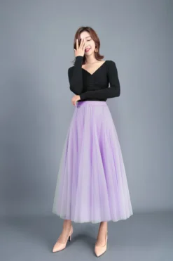 Spring Swing Puffy High Waist Slim Mesh A-line Long Skirt -Women Fashion Shop dfd0eaa44a209659