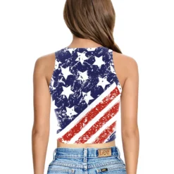 Summer American Flag Print Sleeveless Tank Top -Women Fashion Shop e0e81eaa00549cba
