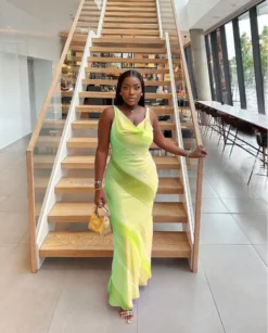 Women's Elegant Chic Print Long V-Neck Evening Dress -Women Fashion Shop e18734206a388325