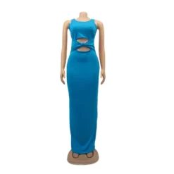 Sexy Women's Solid Color Sleeveless Cutout Women's Long Dress -Women Fashion Shop e1efb88974e1a59c