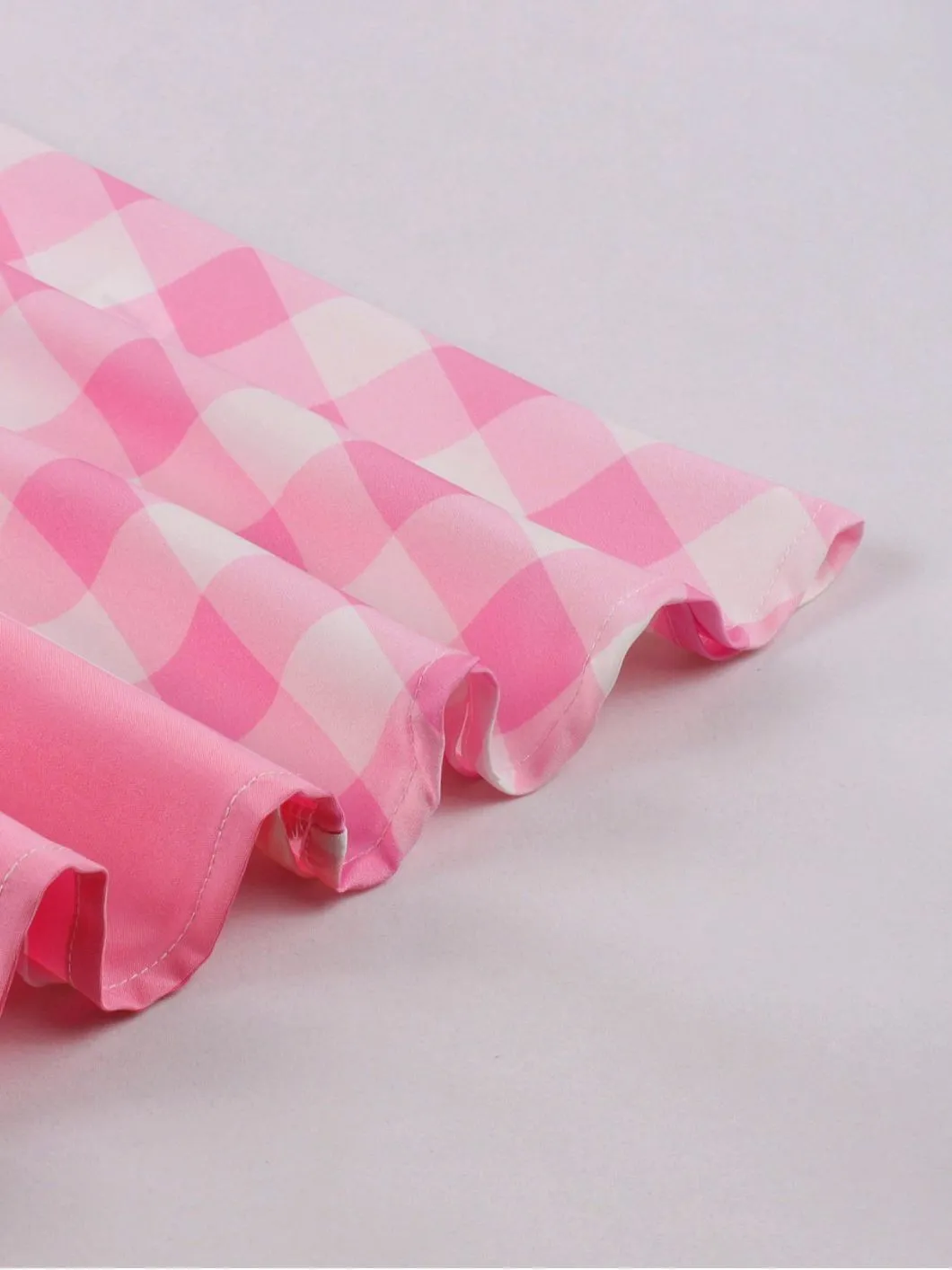 Women's Slim Waist Patchwork Sleeveless Pink Plaid Vintage A-Line Swing Dress 7 Women's Slim Waist Patchwork Sleeveless Pink Plaid Vintage A-Line Swing Dress - Image 5