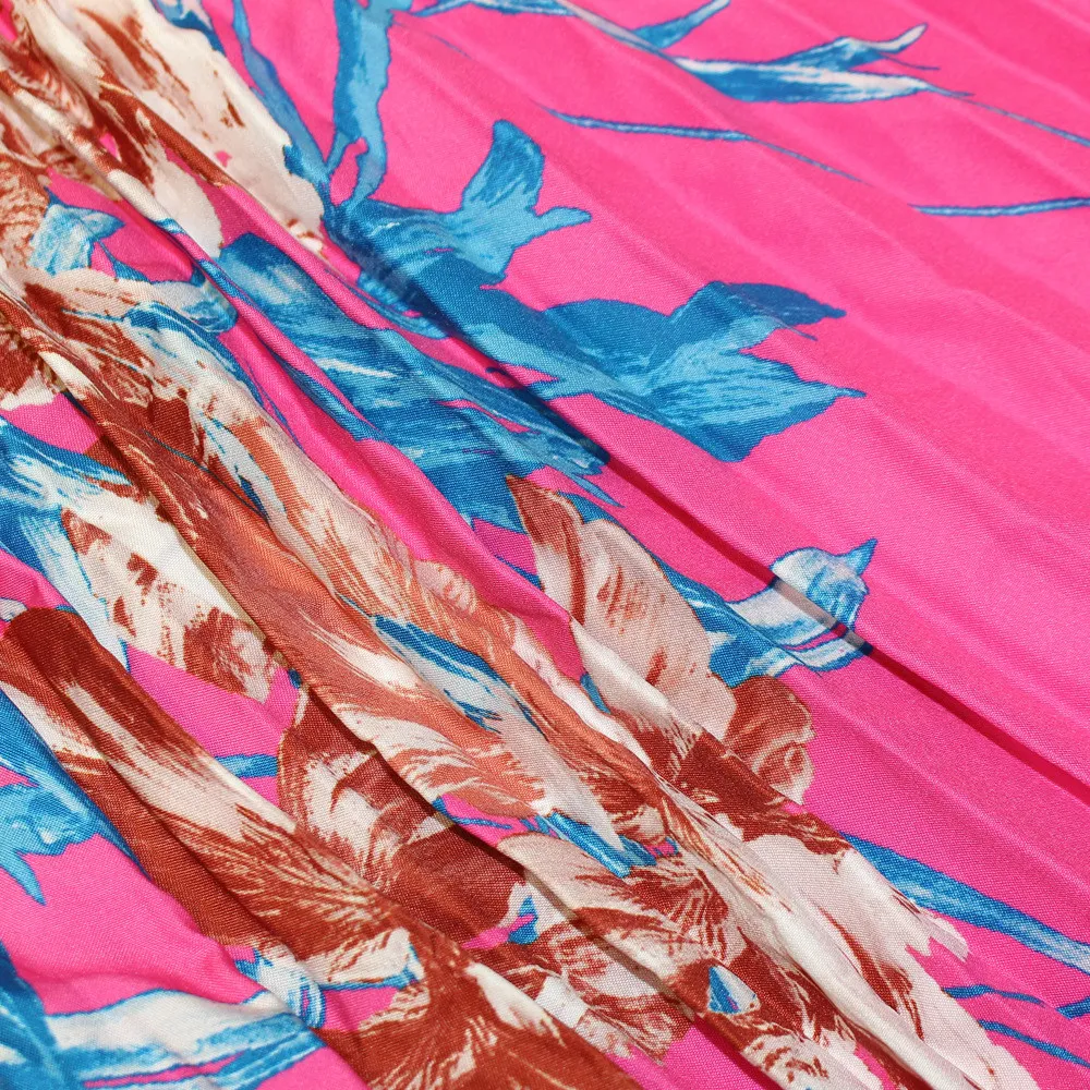 Summer Women's Fashion Print Halter Neck Sleeveless Pleated Swing Dress 7 Summer Women's Fashion Print Halter Neck Sleeveless Pleated Swing Dress - Image 5