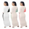 Women Sexy Colorblock Cutout Long Sleeve Long Dress -Women Fashion Shop e35864147cf76e23