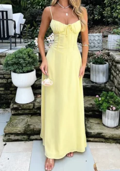 Women's Summer Sexy Strap Pleated Slim Waist Casual Long Dress -Women Fashion Shop e35f8d6879798a01