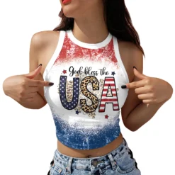 Summer Fashion Women's Clothing American Flag Printing Sleeveless Short Vest -Women Fashion Shop e4899ad610e7ae9d