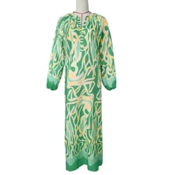 Women V-neck Printed Long-sleeved Dress -Women Fashion Shop e4a3e1832ff73b75