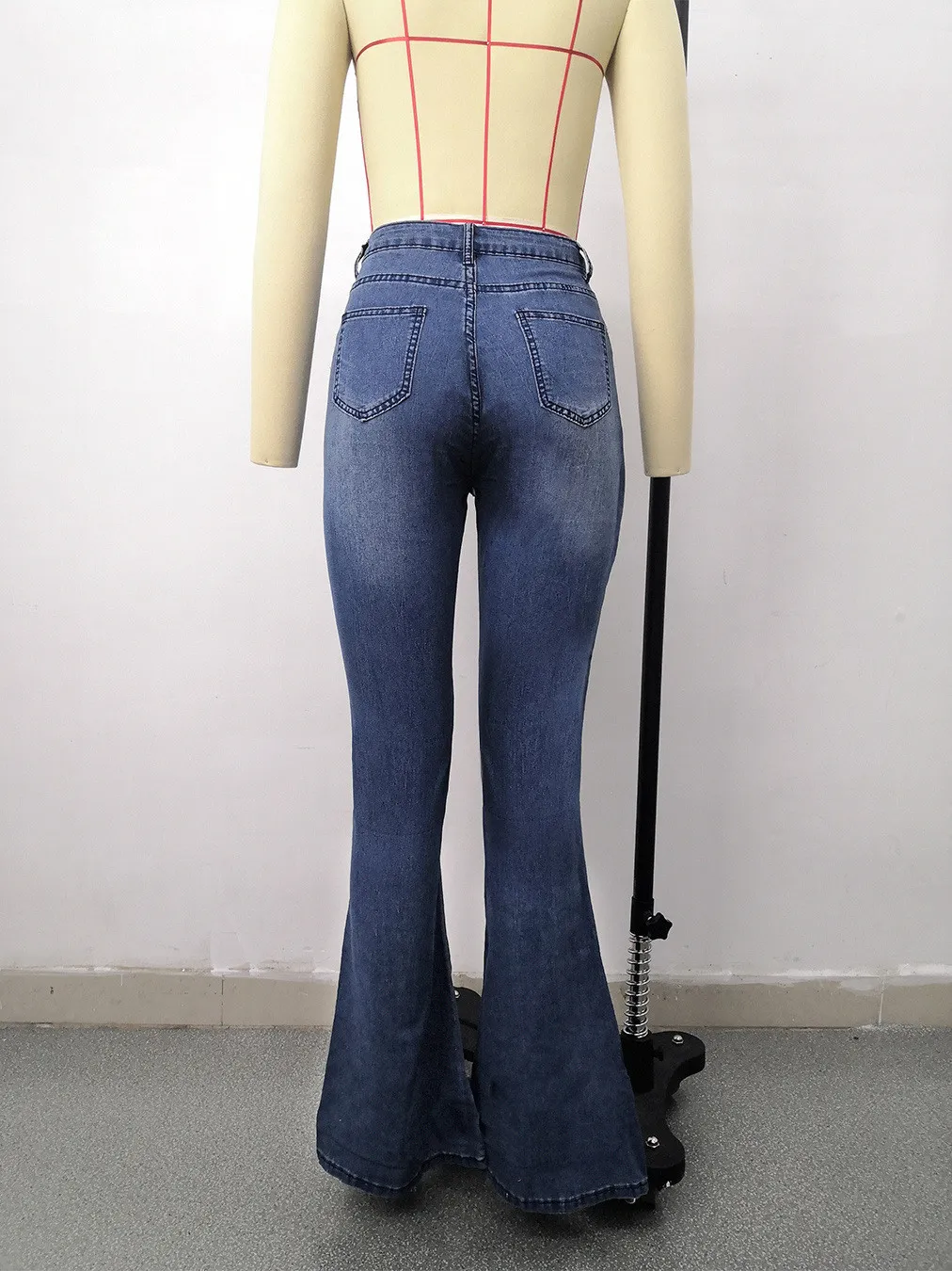 Denim Pants Women'S Jeans Elastic High Waist Slightly Flared Trousers 14 Denim Pants Women'S Jeans Elastic High Waist Slightly Flared Trousers - Image 12