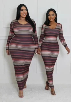 Women Ribbed Printed Stripe Round Neck Long Sleeve Dress 21 Women Ribbed Printed Stripe Round Neck Long Sleeve Dress -Women Fashion Shop e7721bde511c1a19