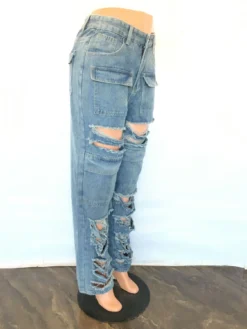Women's Summer Loose High Waist Wide Leg Ripped Denim Pants Casual Jeans -Women Fashion Shop e821c9d81be8cc0f