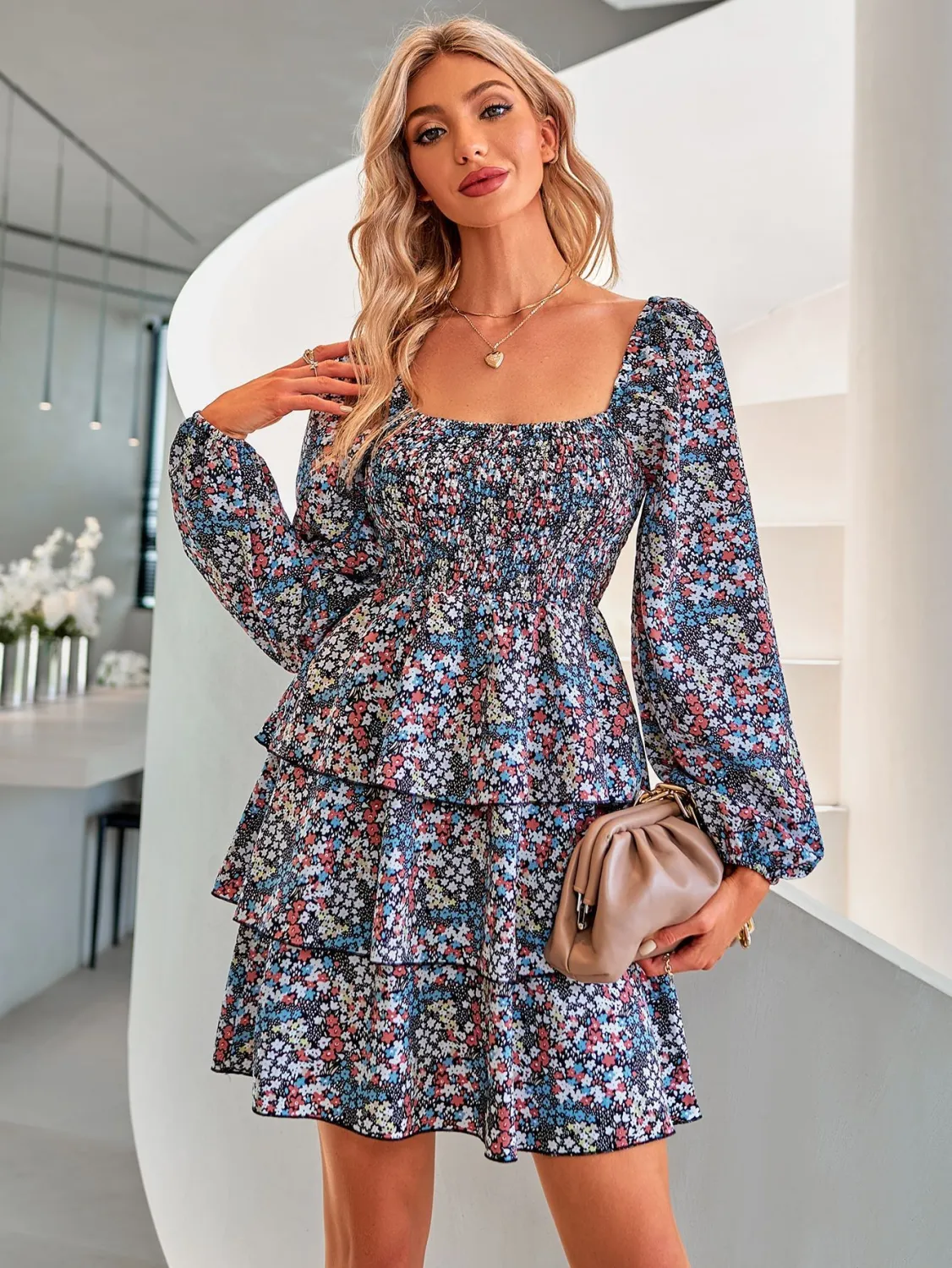 Women Casual Print Long Sleeve Dress 9 Women Casual Print Long Sleeve Dress - Image 7