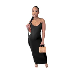 Women's Summer Kardashian Invisible Transparent Suspender Solid Color Long Dress -Women Fashion Shop e9264619b198ed20